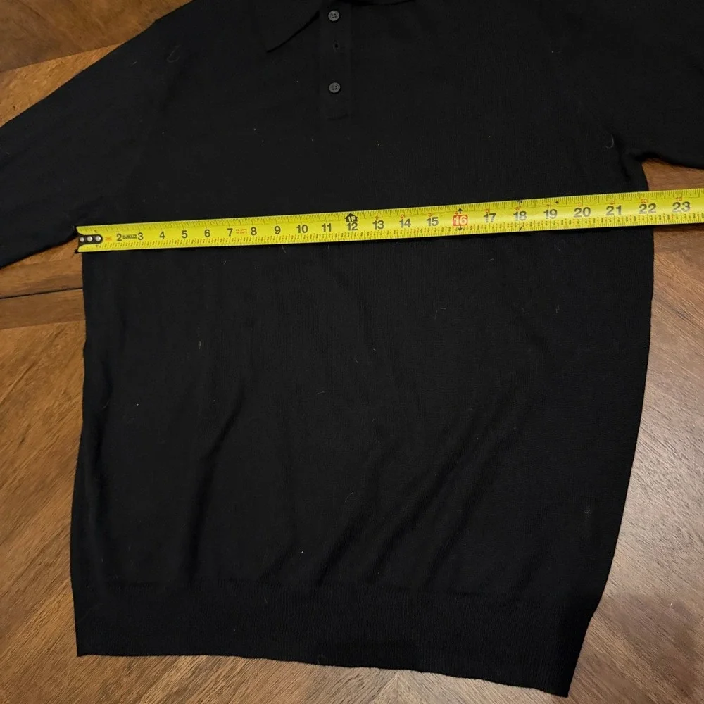 Jos A Bank Signature Collection Black 100% Italian Merino Wool Polo Sweater L